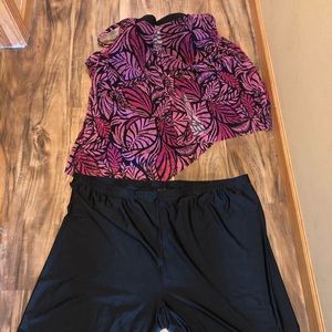 Two piece purple and black plus size bathing suit 🖤💜